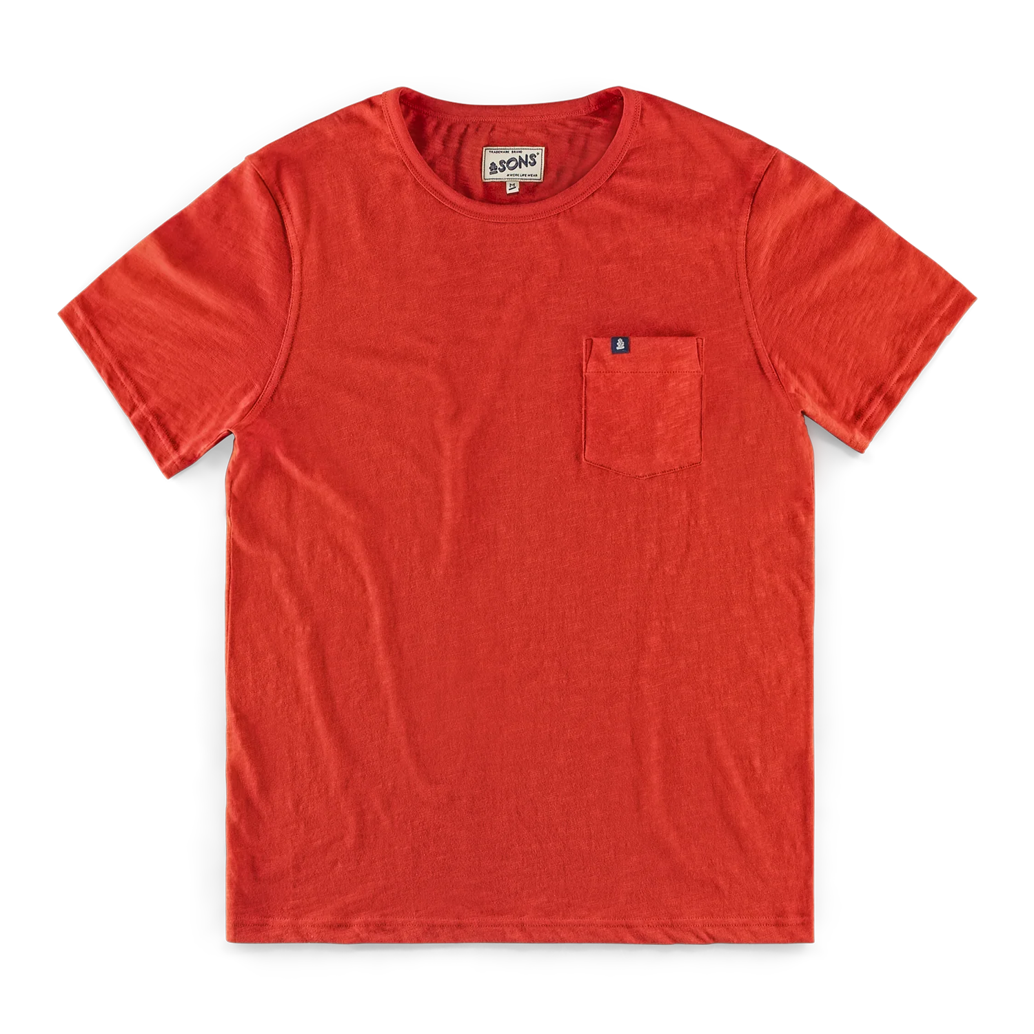 Slub Pocket T-shirt Red - Image 7