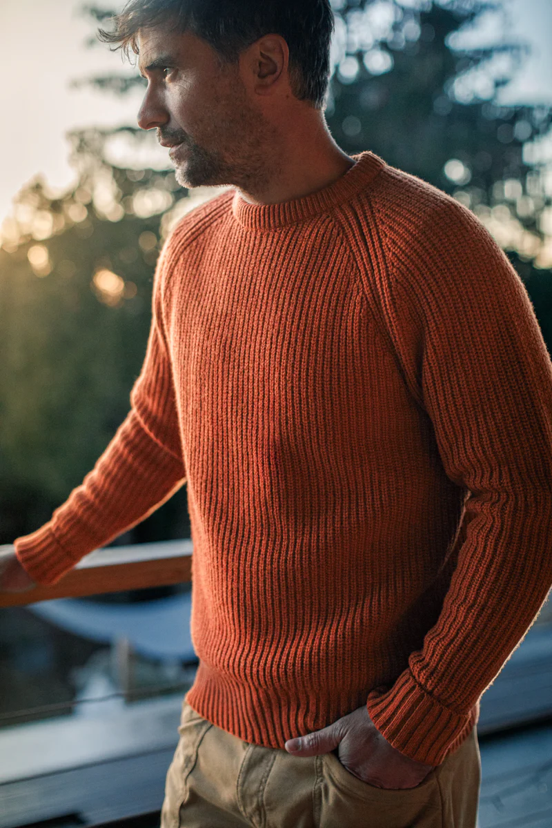 &SONS Abel Ribbed Crew Neck Burnt Orange - Image 6