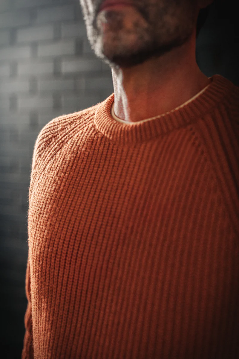&SONS Abel Ribbed Crew Neck Burnt Orange - Image 7