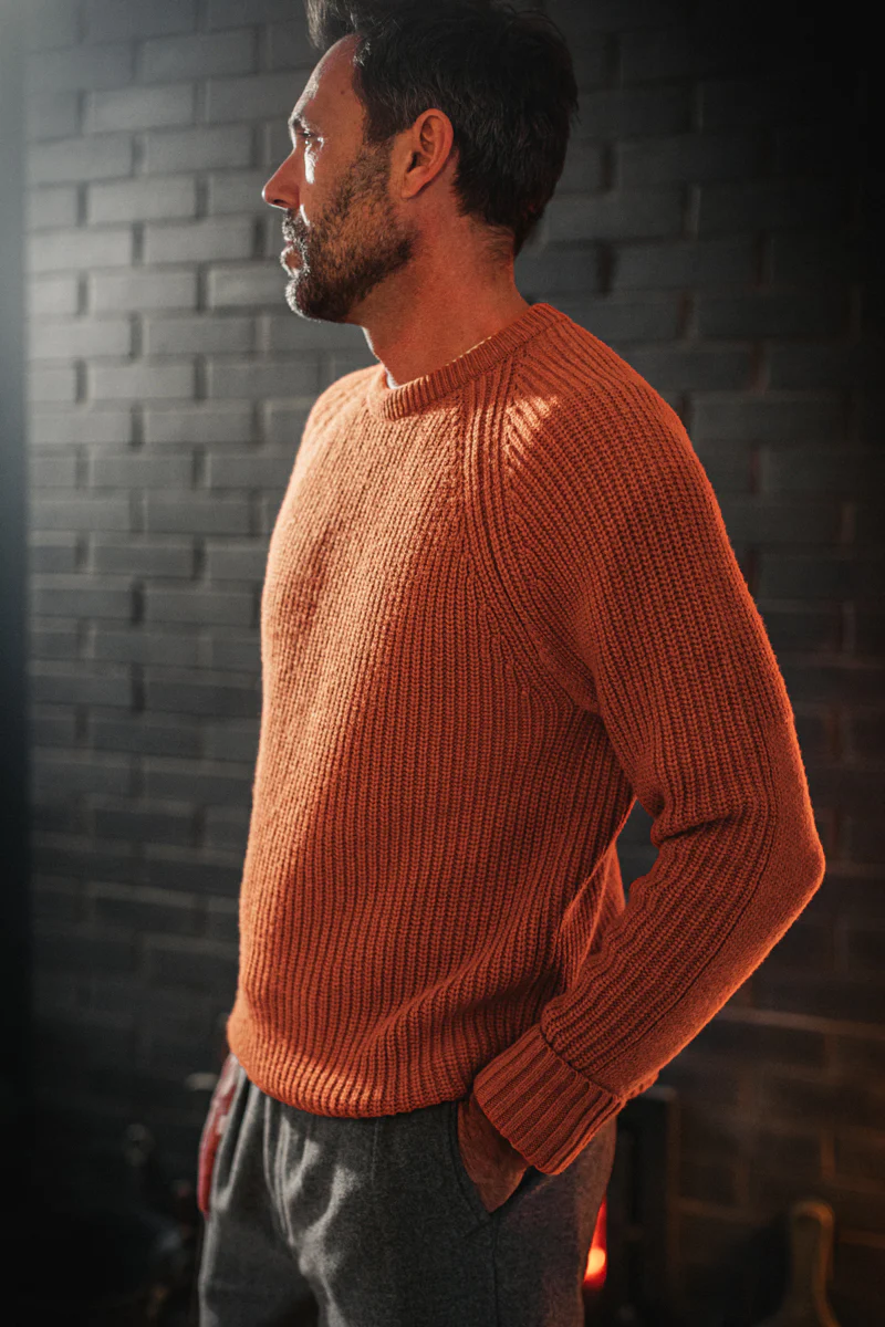 &SONS Abel Ribbed Crew Neck Burnt Orange - Image 8