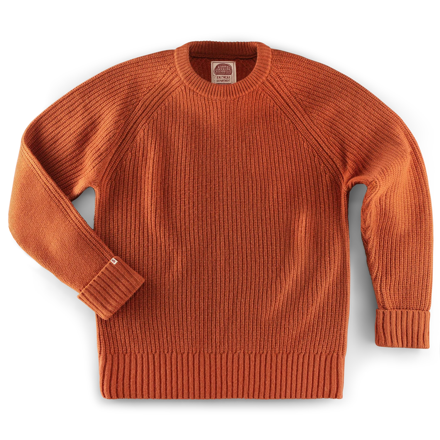 &SONS Abel Ribbed Crew Neck Burnt Orange - Image 9