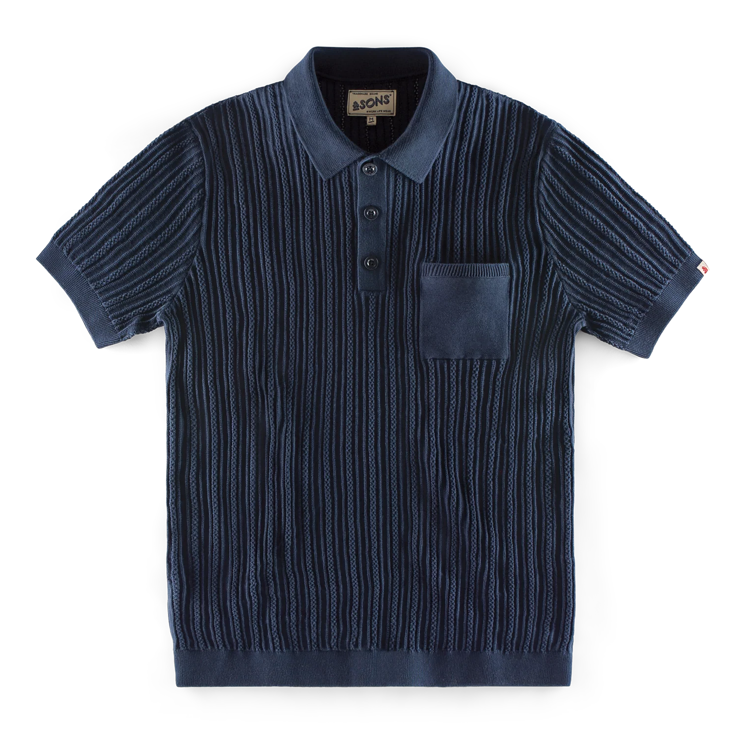 &SONS Arnold Pointelle Polo Navy - Image 7