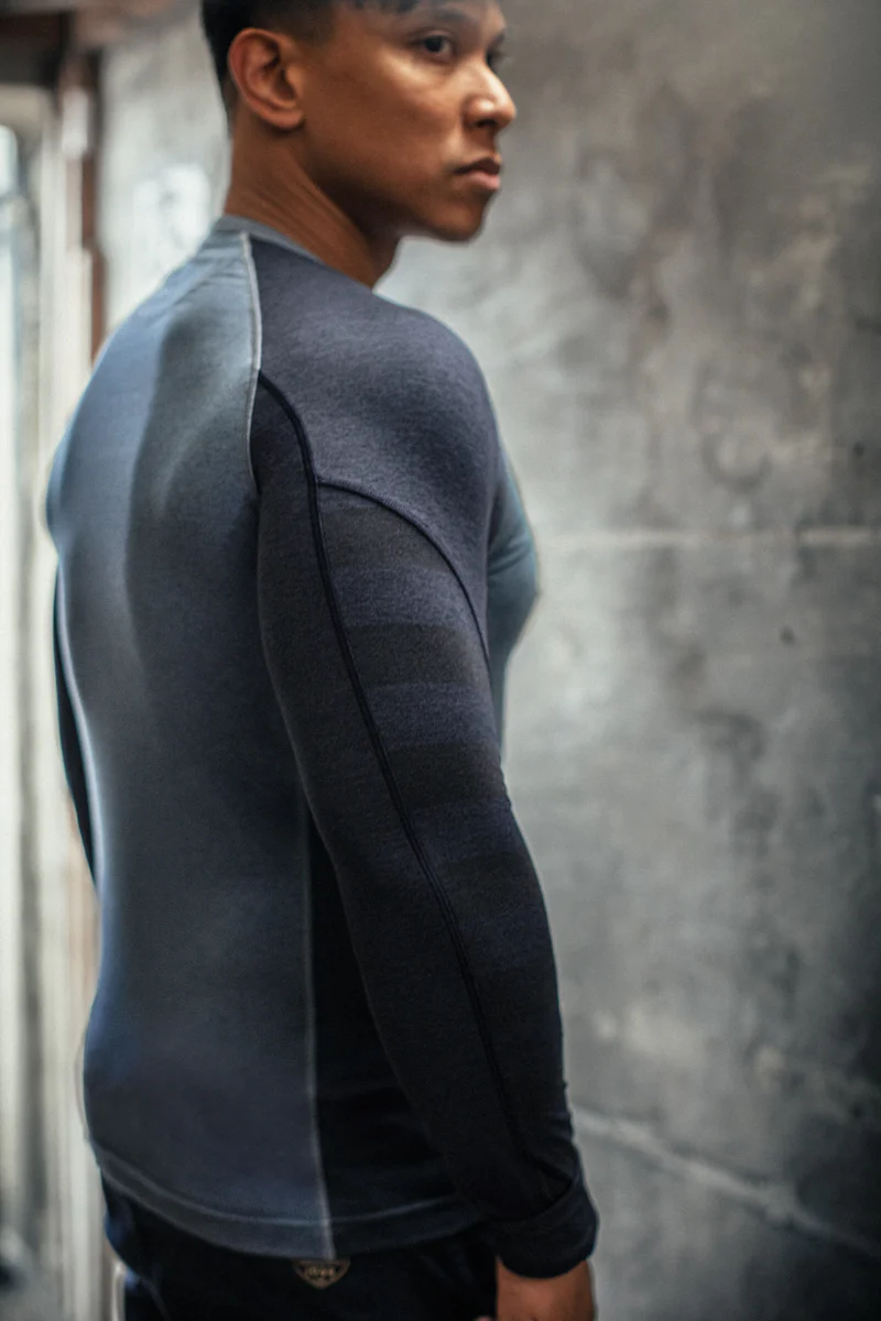 &SONS Basic Training Long Sleeve Tee Navy Marl - Image 3