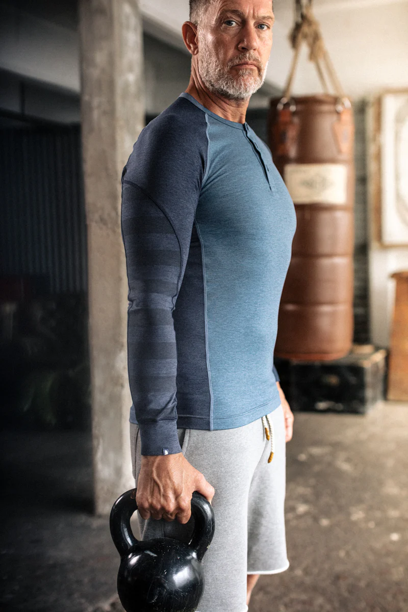 &SONS Basic Training Long Sleeve Tee Navy Marl - Image 4
