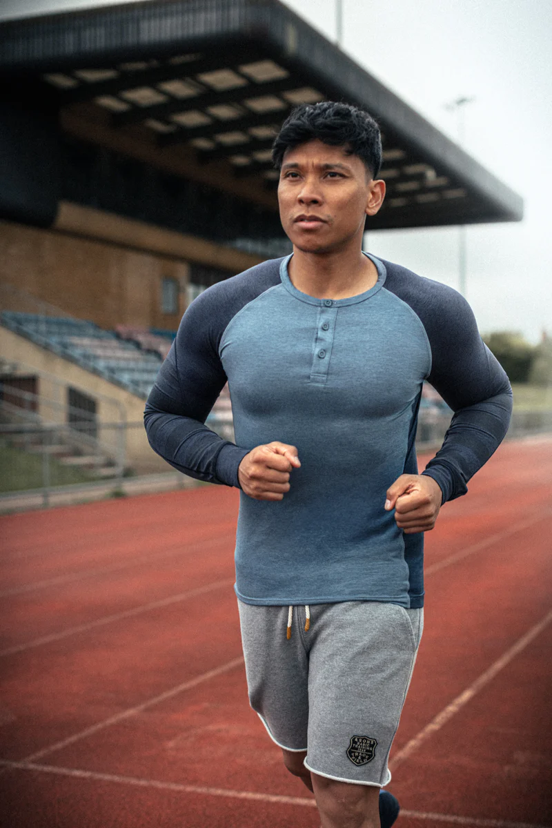 &SONS Basic Training Long Sleeve Tee Navy Marl - Image 6