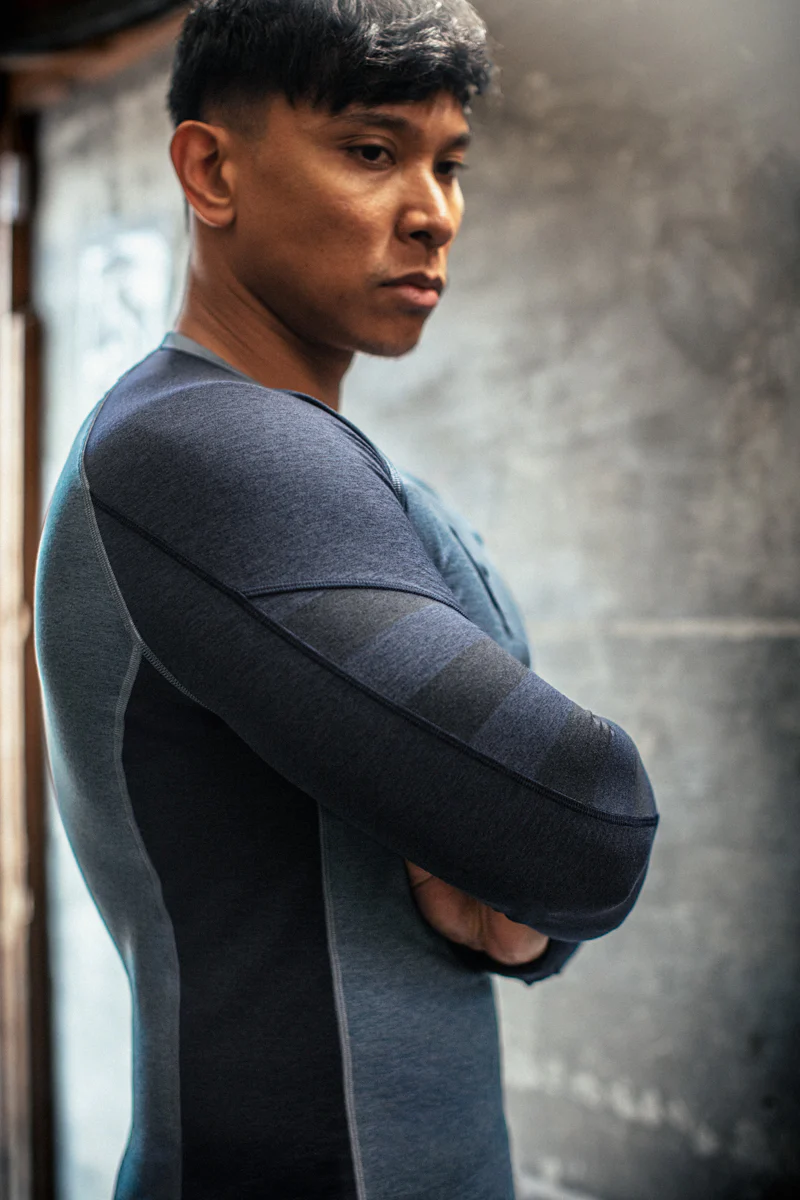 &SONS Basic Training Long Sleeve Tee Navy Marl - Image 7