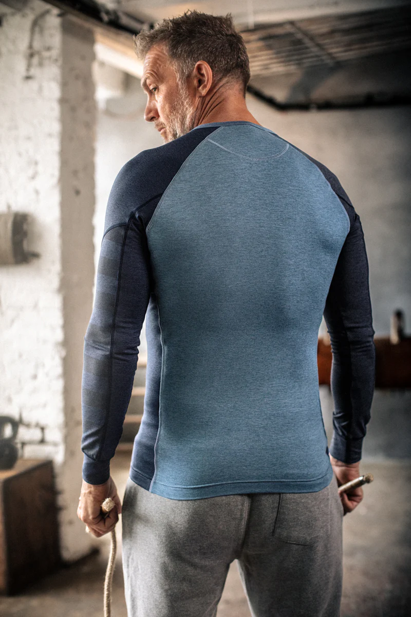 &SONS Basic Training Long Sleeve Tee Navy Marl - Image 8