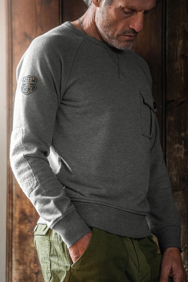 &SONS Baton Raglan Sweatshirt Grey Marl - Image 6