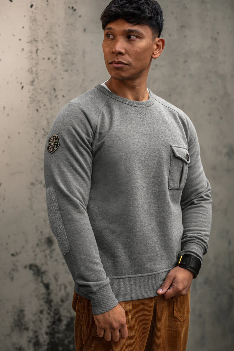 &SONS Baton Raglan Sweatshirt Grey Marl - Image 7
