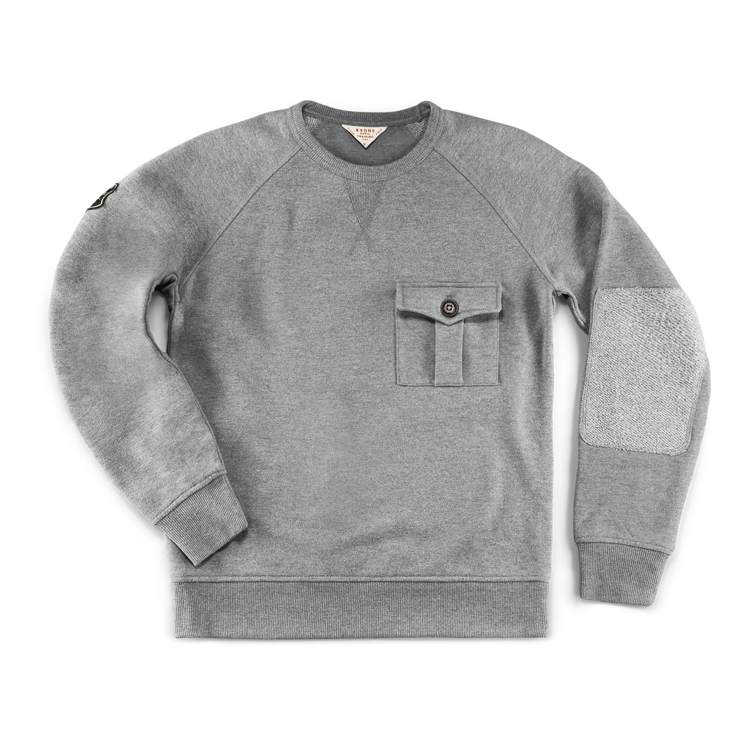 &SONS Baton Raglan Sweatshirt Grey Marl - Image 8