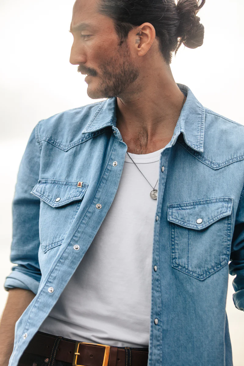&SONS Boone Washed Denim Blue Shirt - Image 10