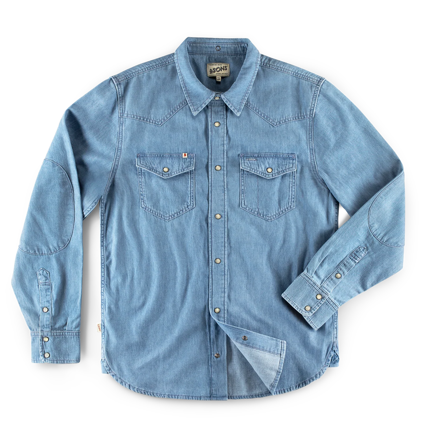 &SONS Boone Washed Denim Blue Shirt - Image 11