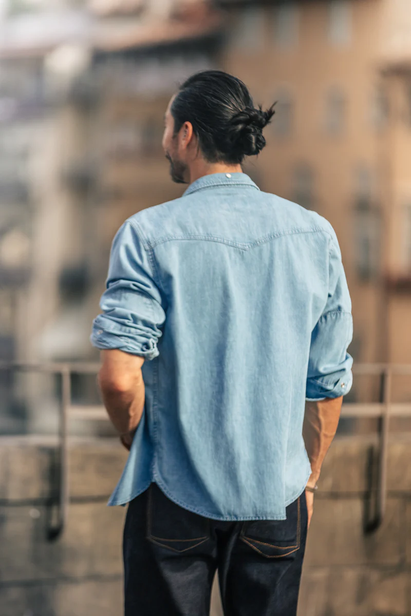 &SONS Boone Washed Denim Blue Shirt - Image 2