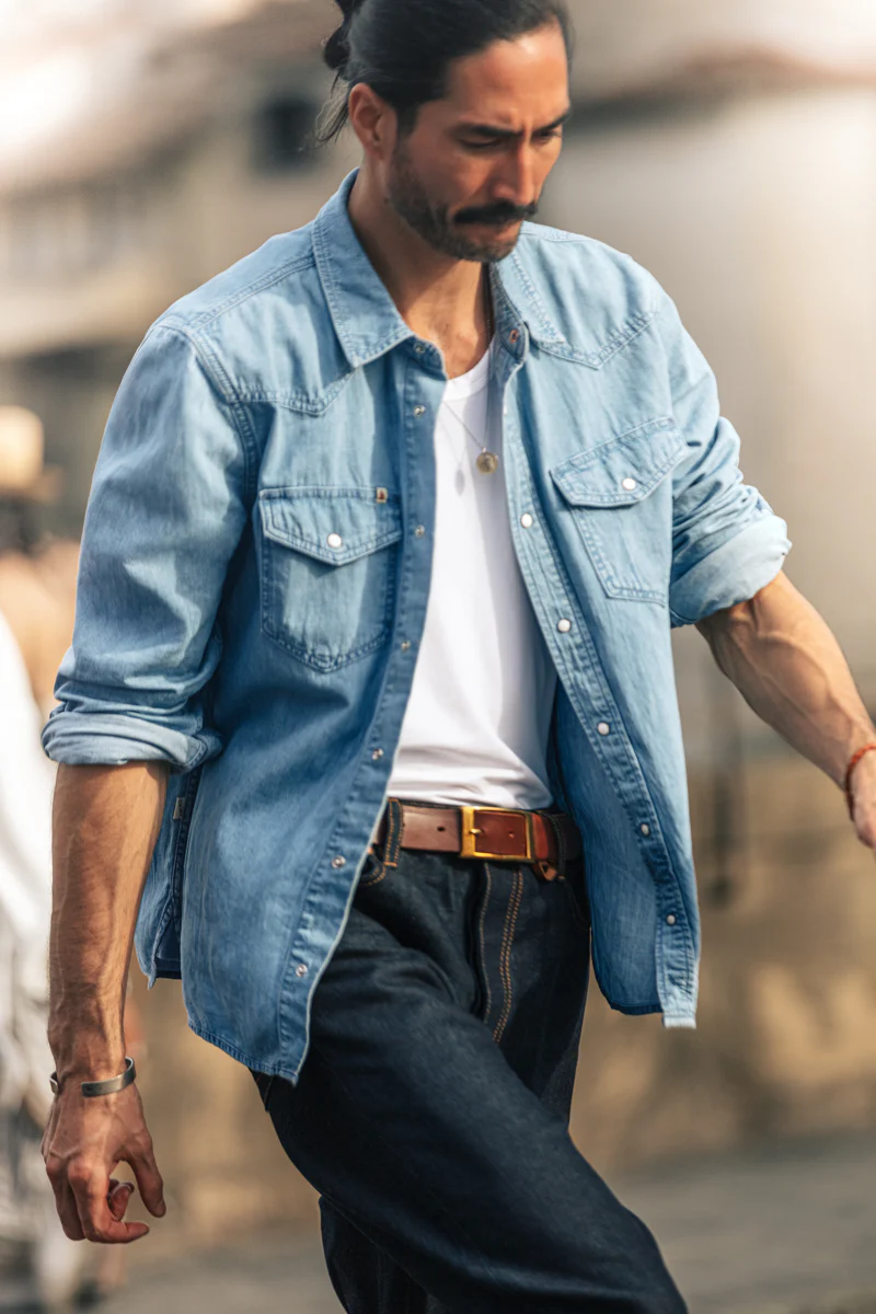 &SONS Boone Washed Denim Blue Shirt - Image 3