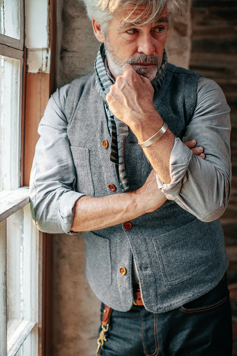 &SONS Drifter Wool Waistcoat Grey - Image 3