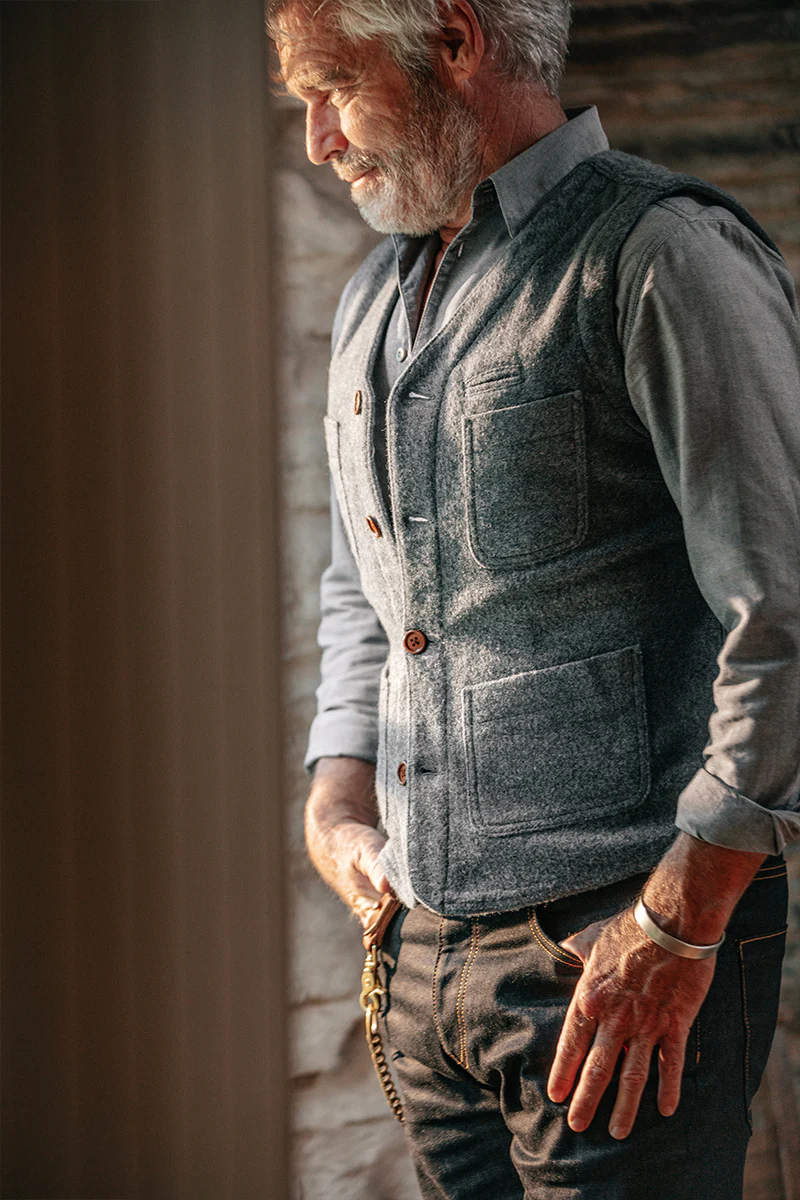&SONS Drifter Wool Waistcoat Grey - Image 4