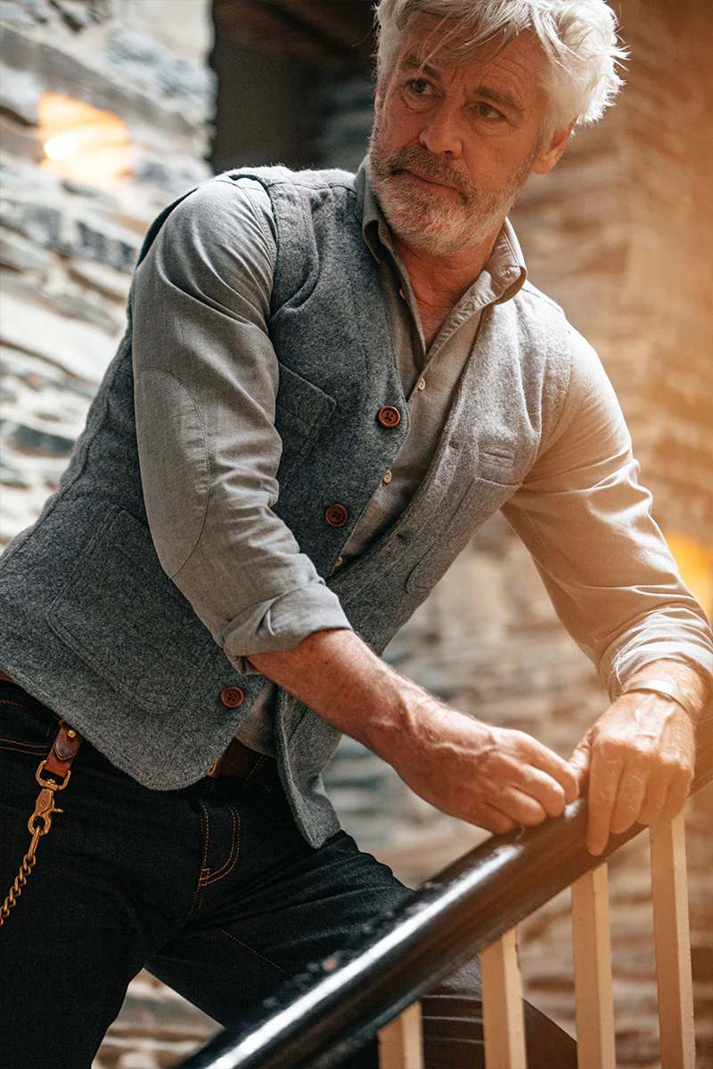 &SONS Drifter Wool Waistcoat Grey - Image 6