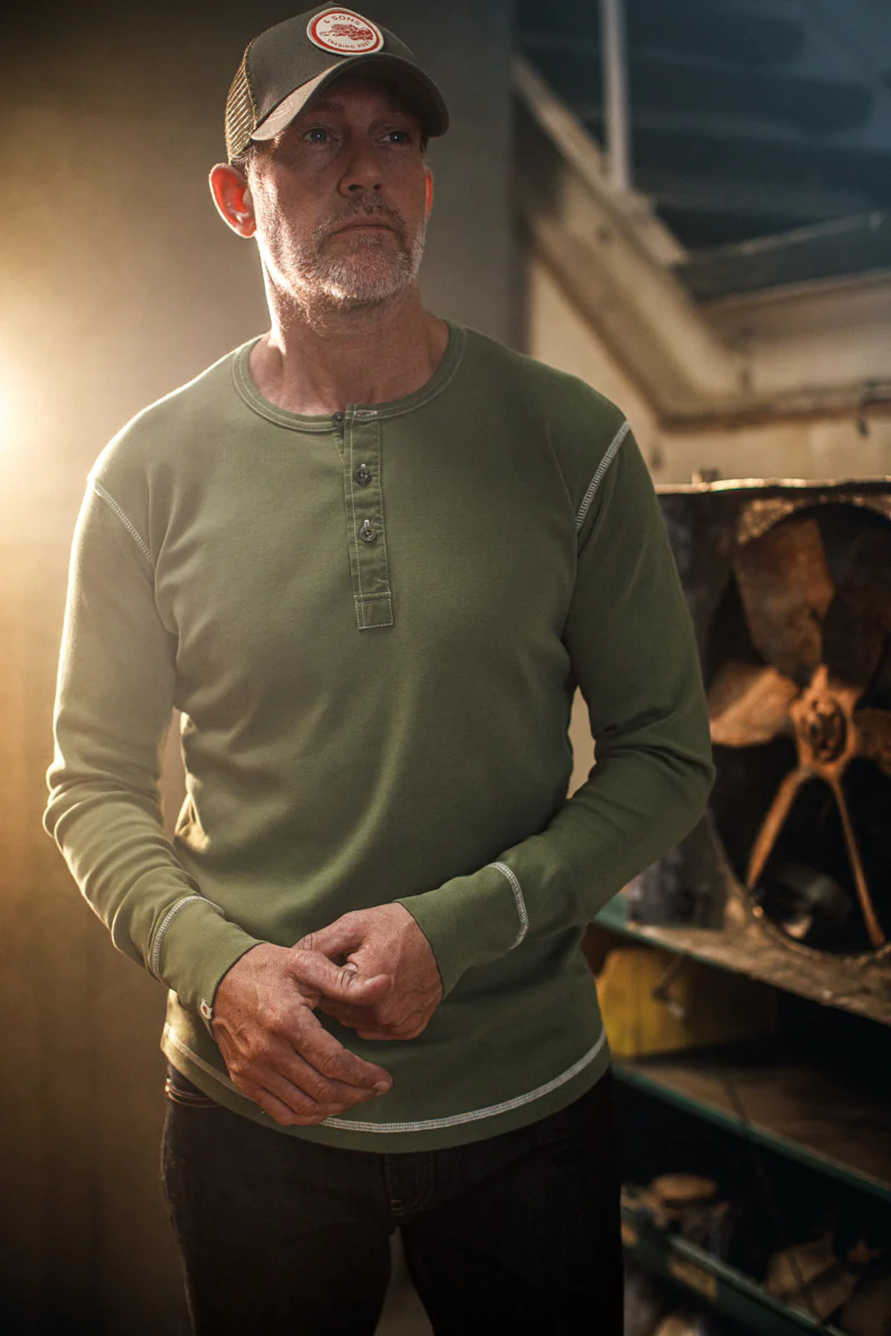 The New Elder Henley Shirt Army Green - Image 5