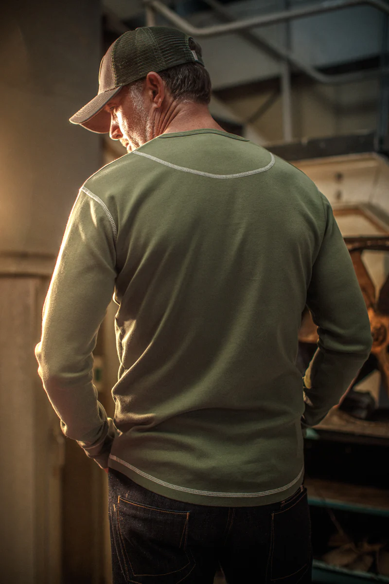 The New Elder Henley Shirt Army Green - Image 6