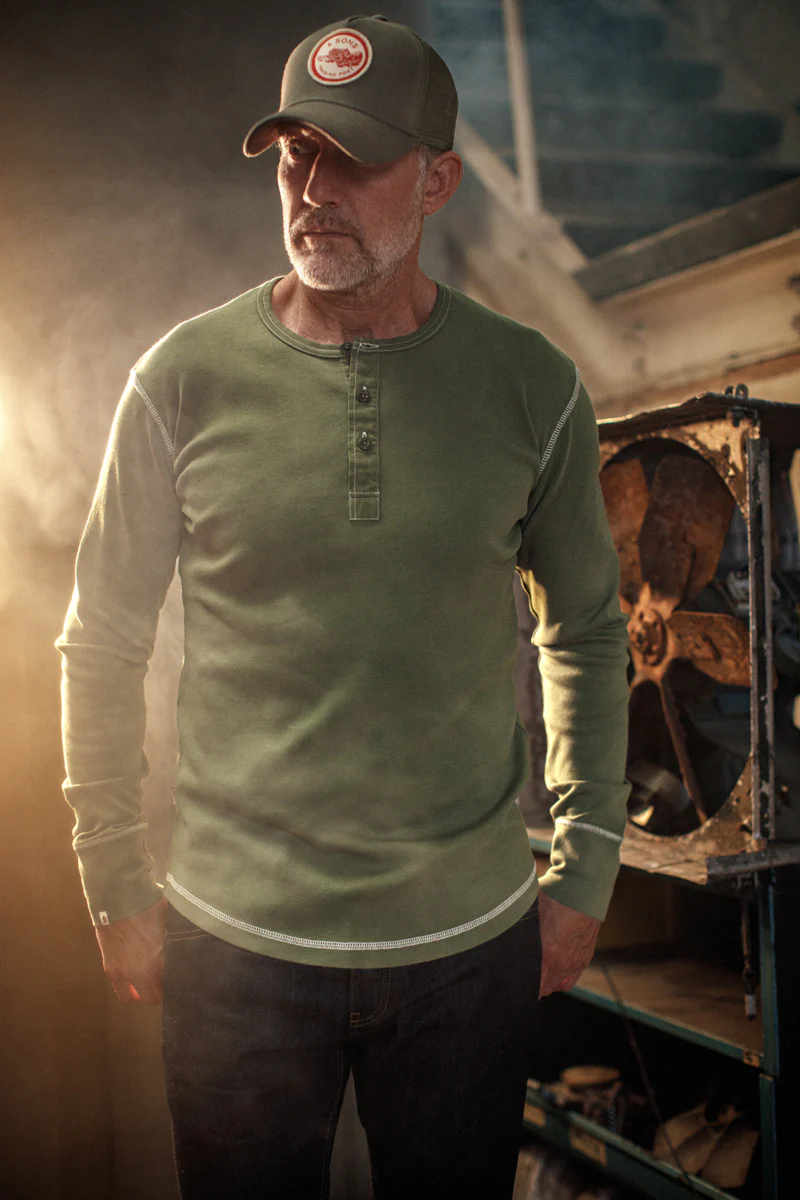 The New Elder Henley Shirt Army Green - Image 7