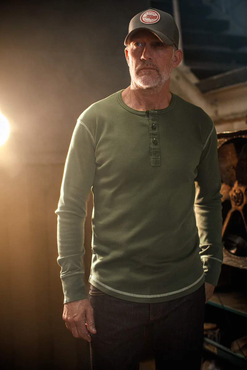 The New Elder Henley Shirt Army Green - Image 8