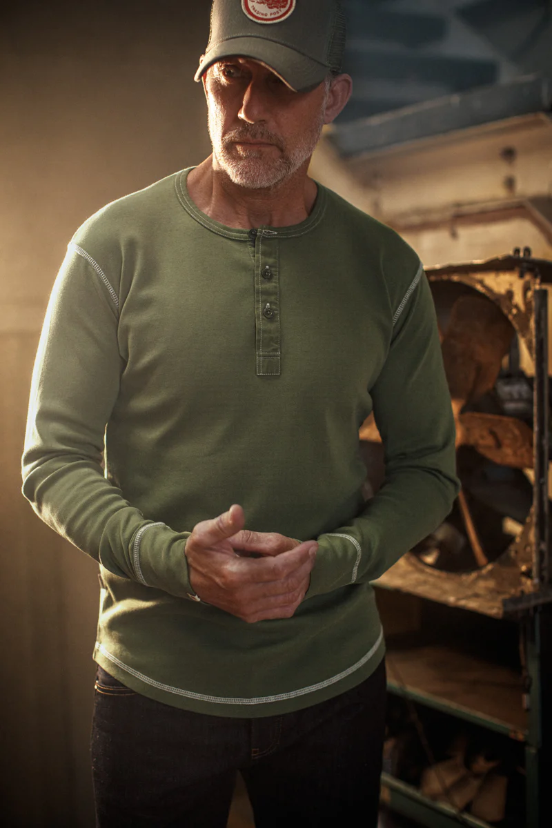 The New Elder Henley Shirt Army Green - Image 9