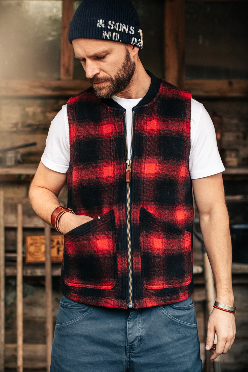 &SONS Kodiak Gilet Red Check - Image 3