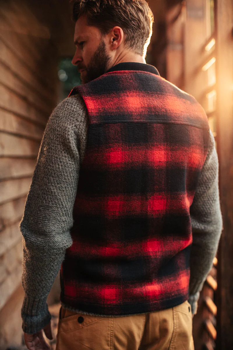 &SONS Kodiak Gilet Red Check - Image 4