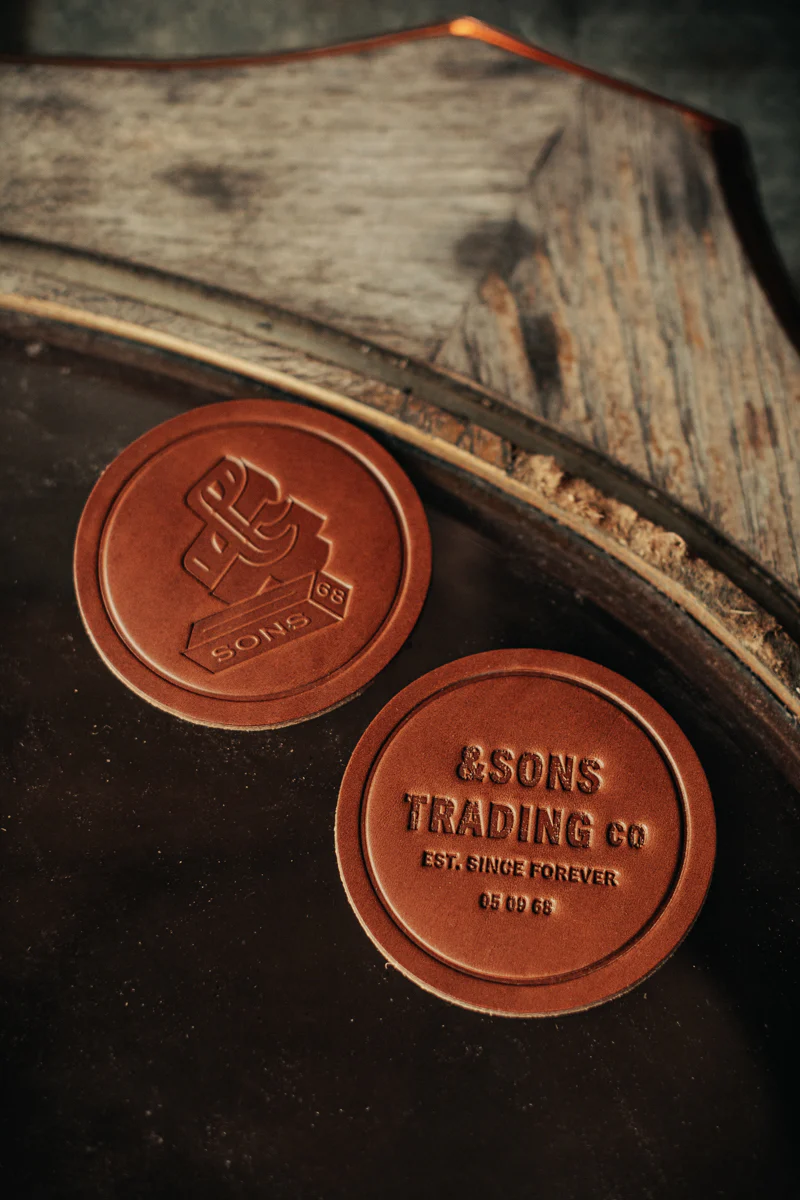 &SONS Leather Coasters Tan - Image 2