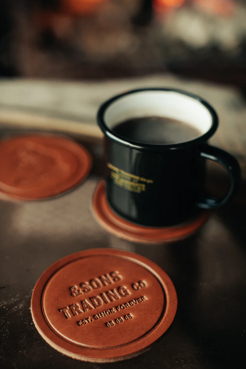 &SONS Leather Coasters Tan - Image 5