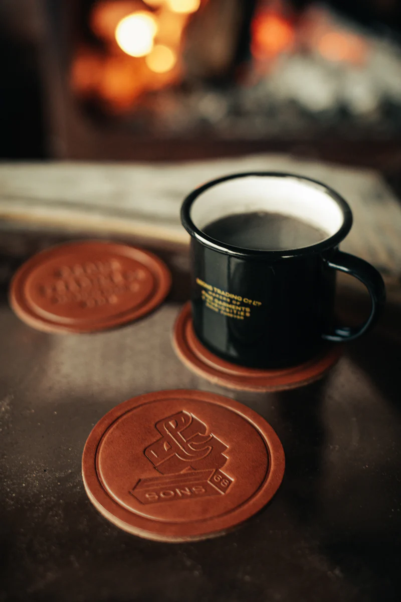 &SONS Leather Coasters Tan - Image 6