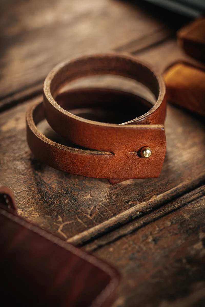 &SONS Leather Double Cuff Bracelet Brown - Image 10