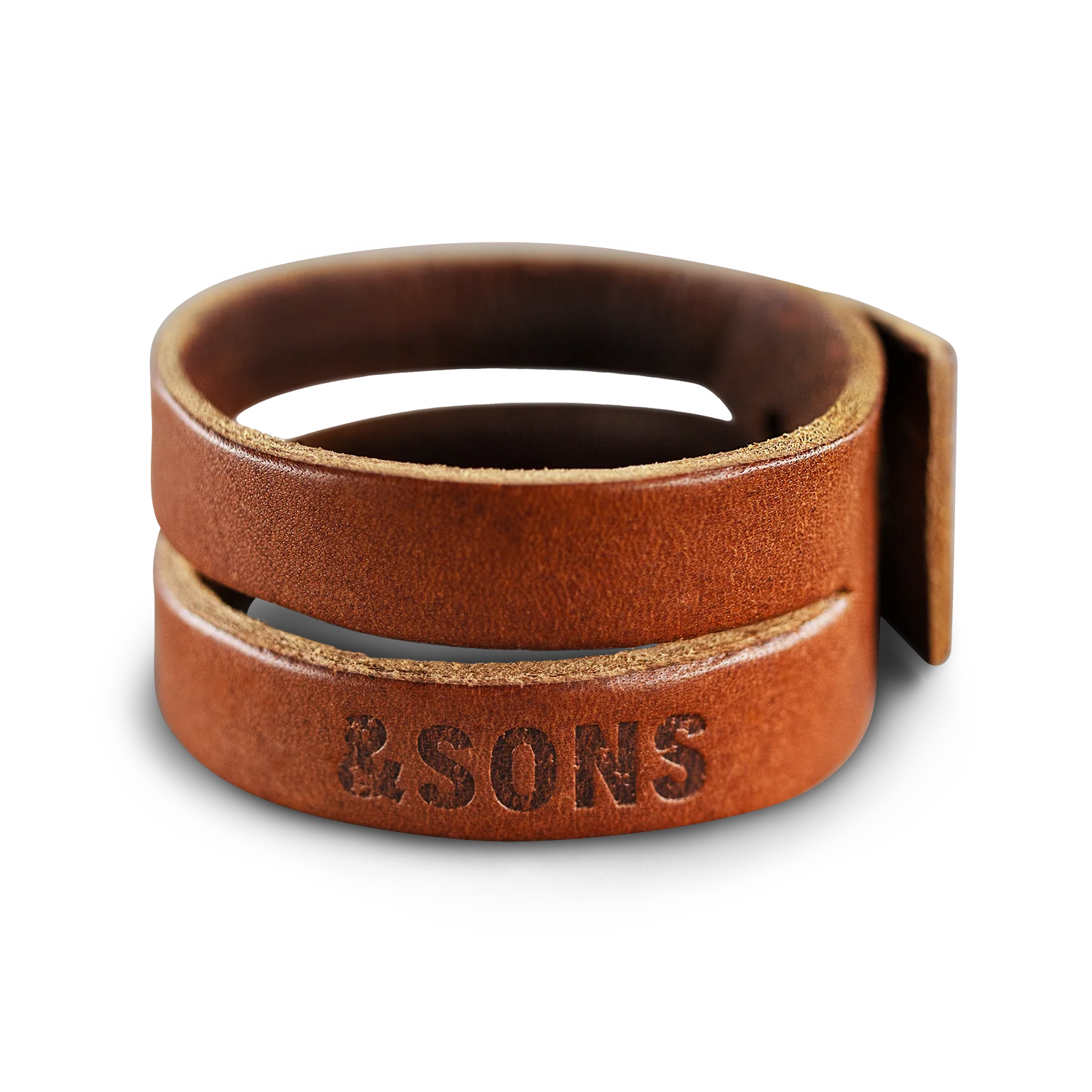 &SONS Leather Double Cuff Bracelet Brown - Image 14