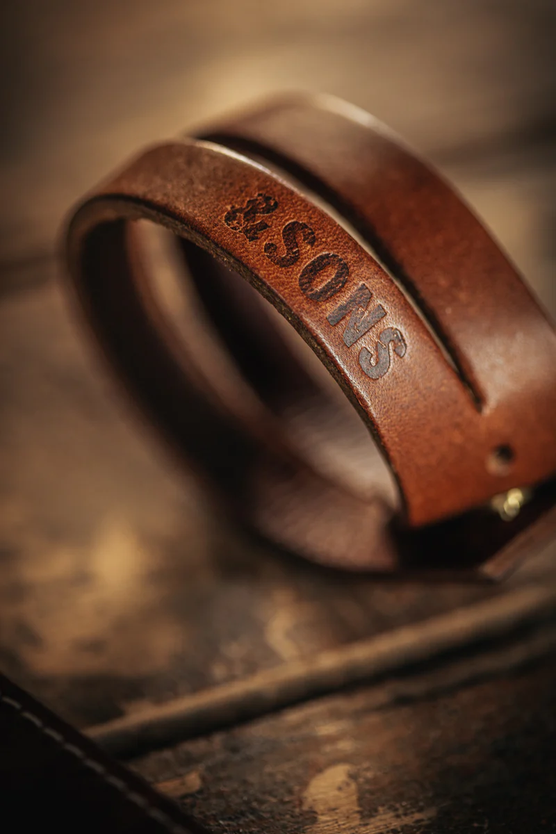 &SONS Leather Double Cuff Bracelet Brown - Image 3