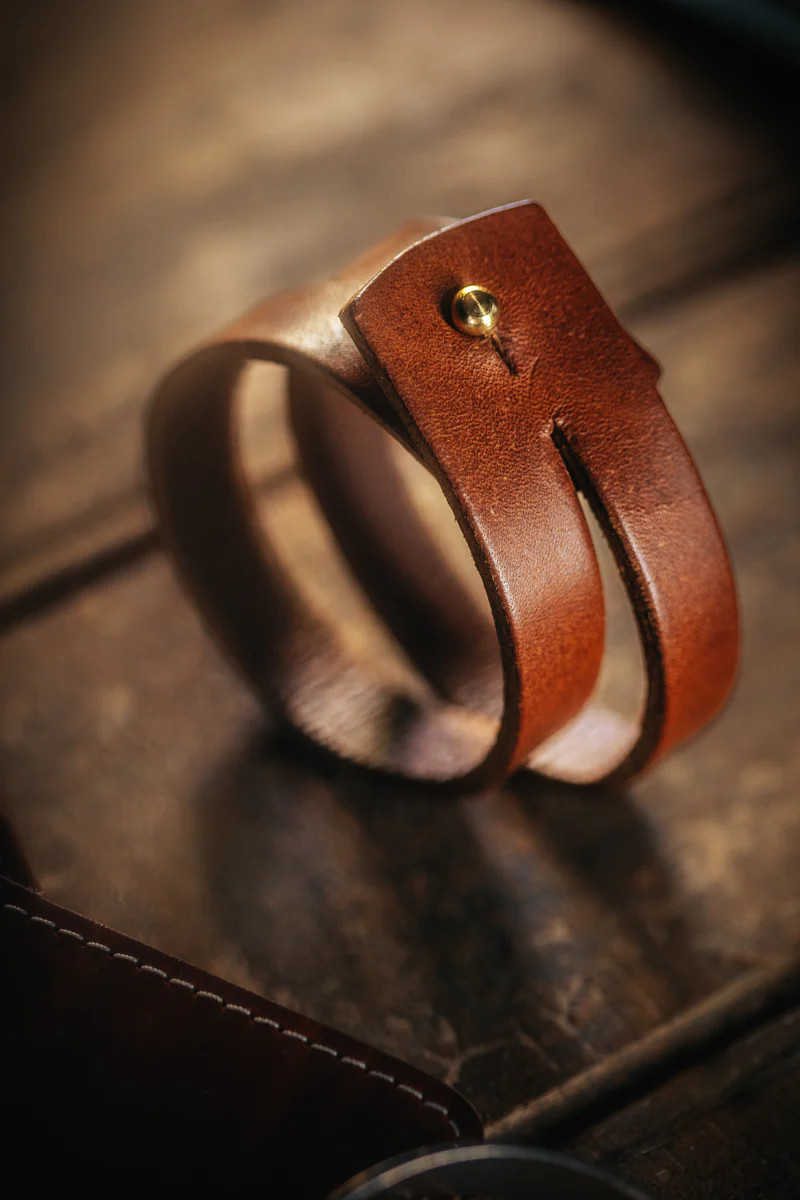 &SONS Leather Double Cuff Bracelet Brown - Image 8