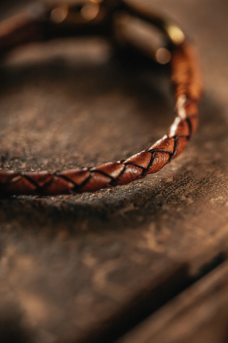 &SONS Leather Twist Braid Bracelet Brown - Image 6