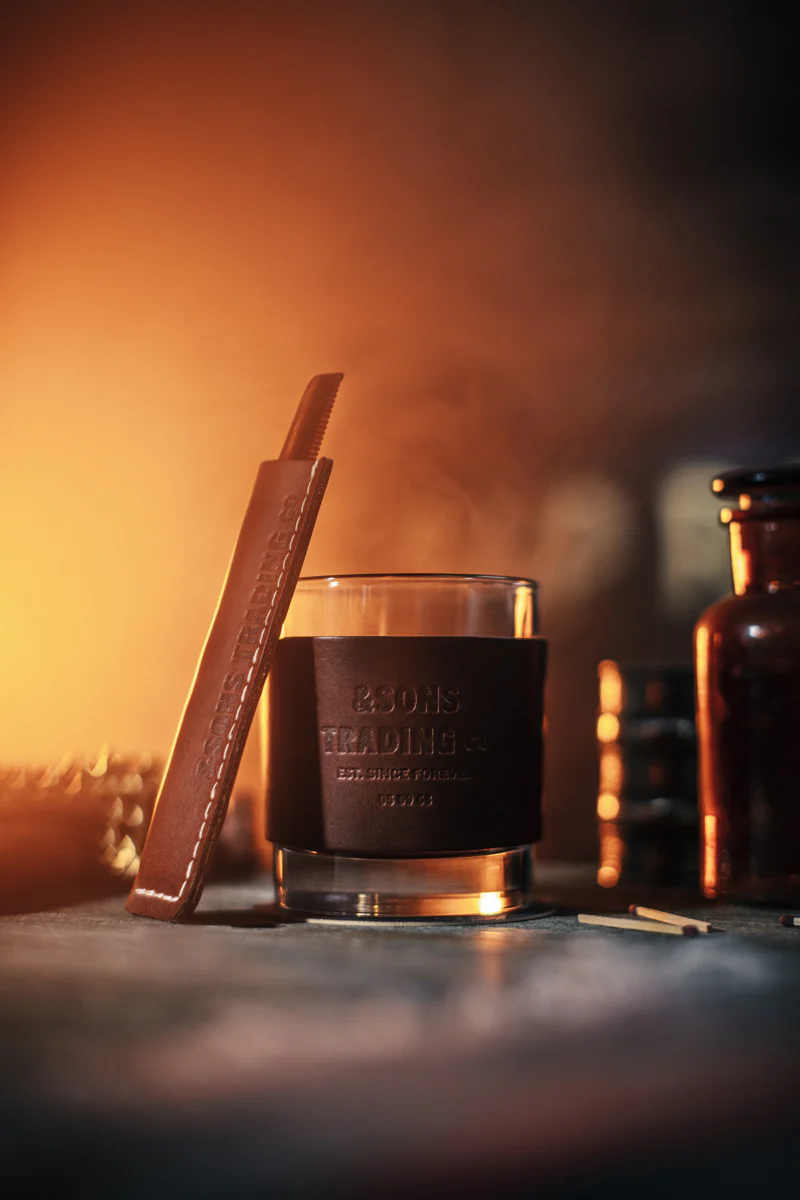 &SONS Leather Whiskey Glass Band Brown - Image 4