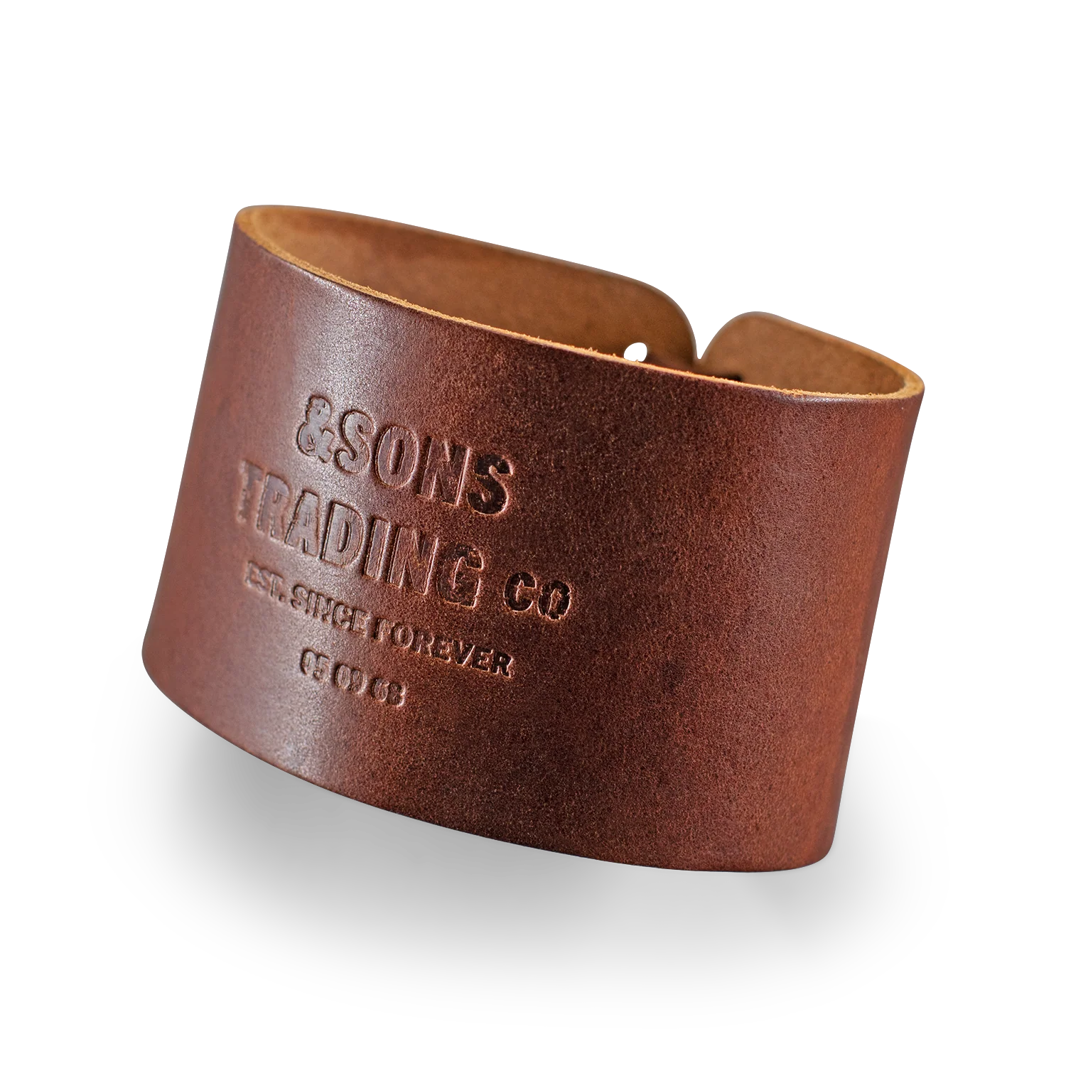 &SONS Leather Whiskey Glass Band Brown - Image 5