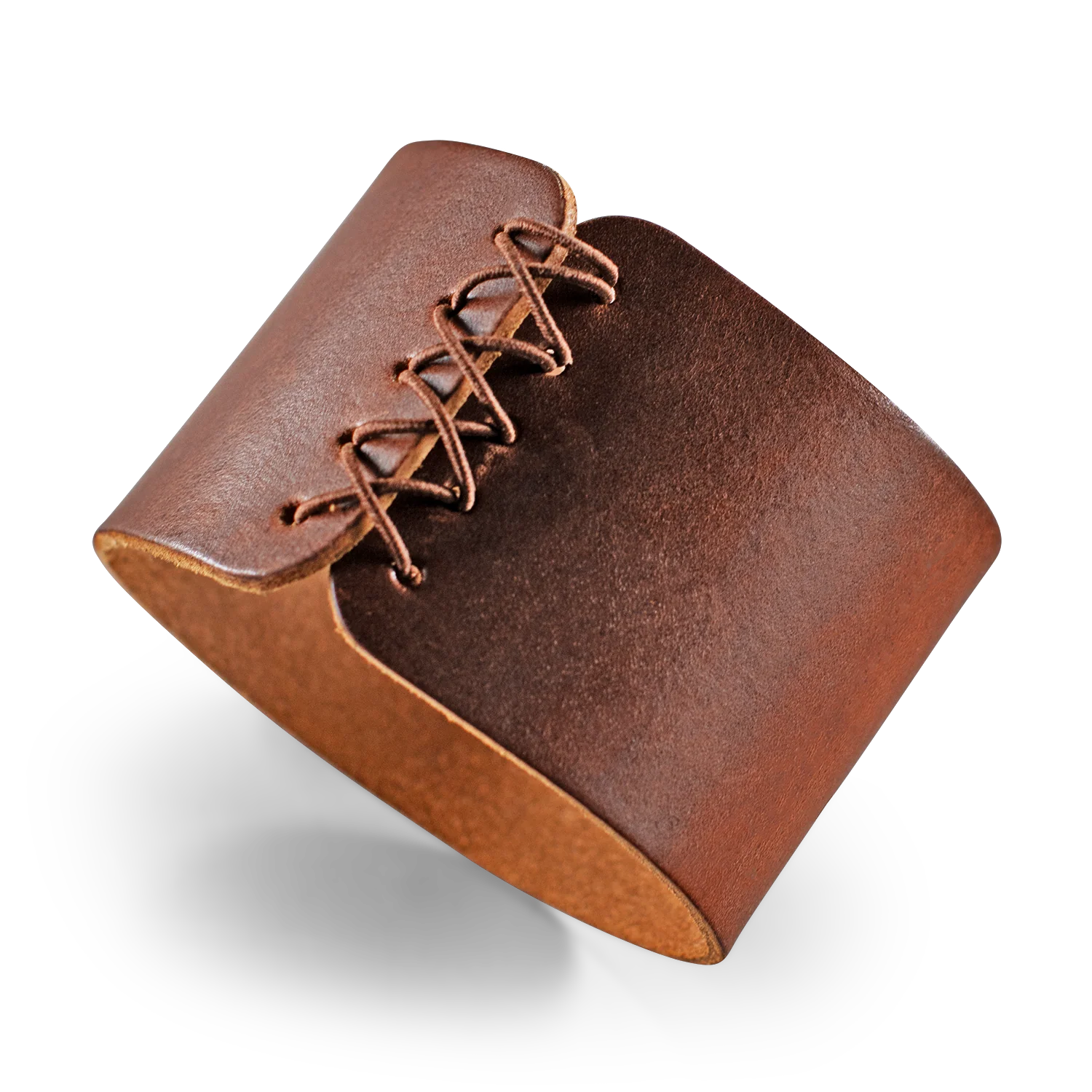 &SONS Leather Whiskey Glass Band Brown - Image 6