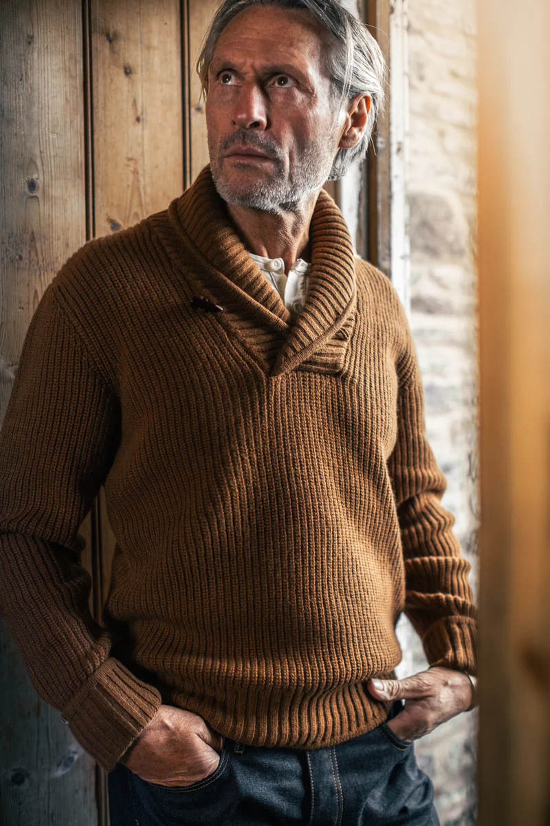 &SONS Port Shawl Collar Jumper Dune - Image 7