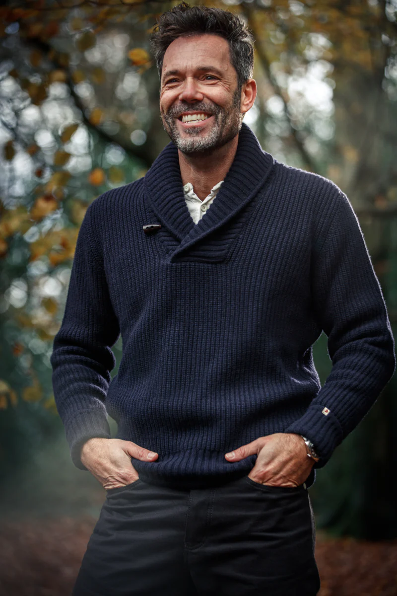 &SONS Port Shawl Collar Jumper Navy - Image 6