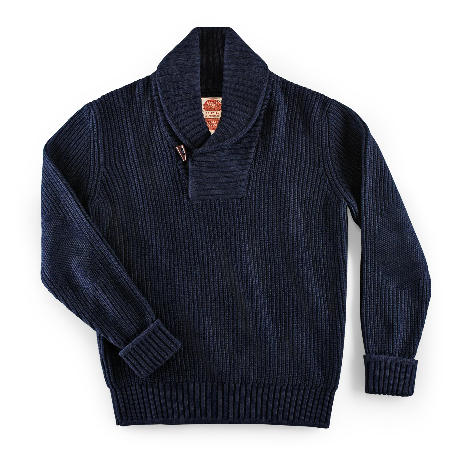 &SONS Port Shawl Collar Jumper Navy - Image 9