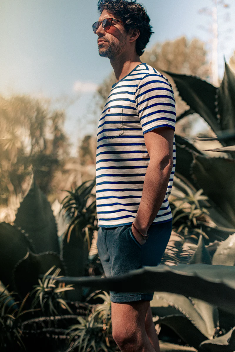 Breton Striped T Shirt Blue - Image 6
