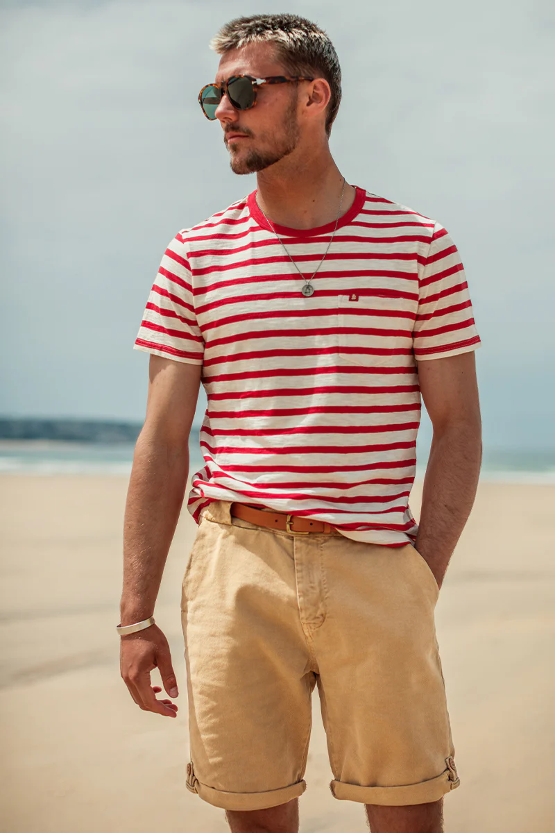 Breton Striped T Shirt Red - Image 3