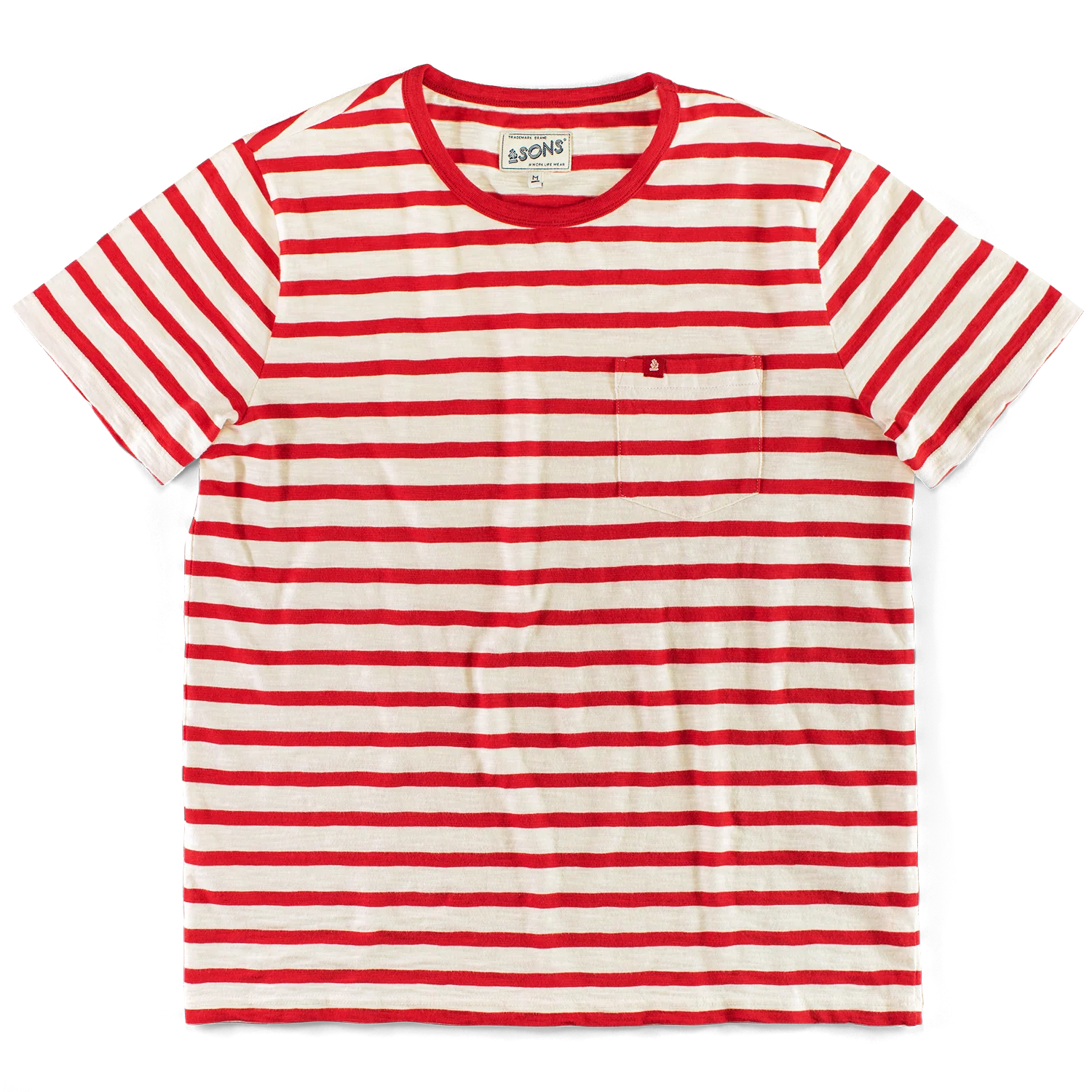 Breton Striped T Shirt Red - Image 8