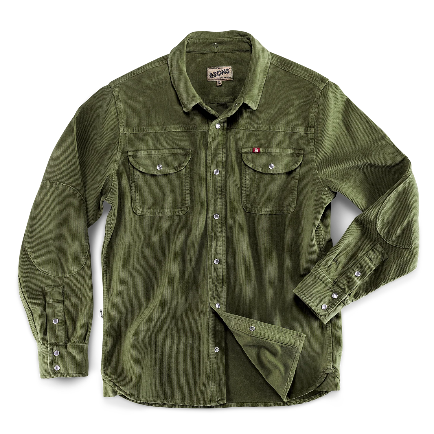 &SONS Sunday Shirt Corduroy Army Green - Image 11