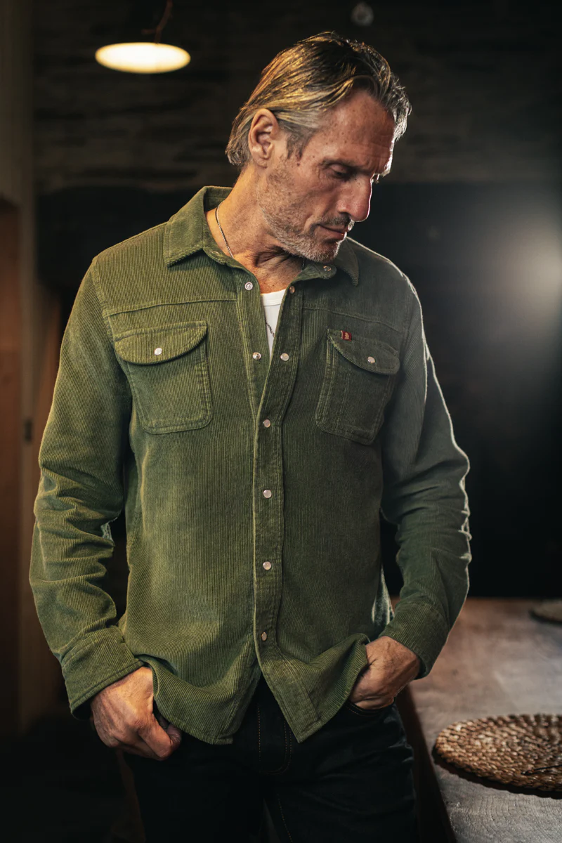 &SONS Sunday Shirt Corduroy Army Green - Image 3