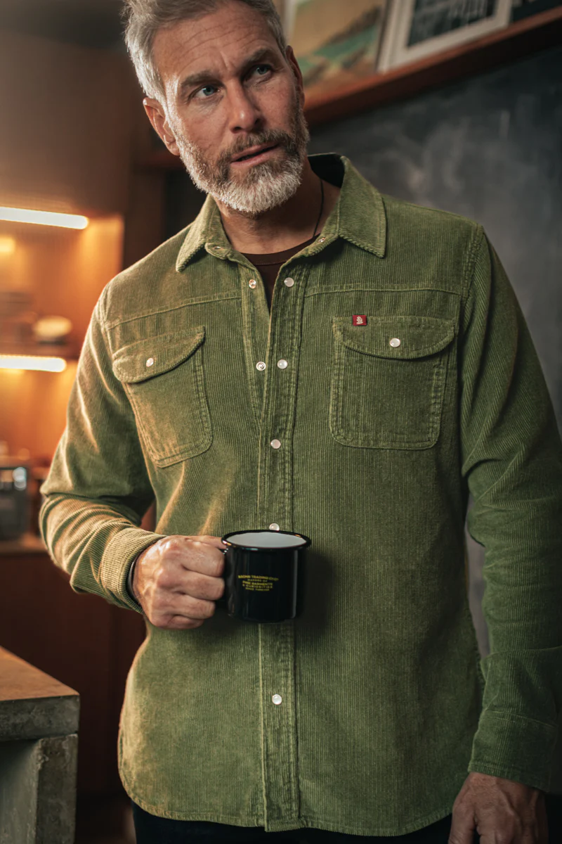 &SONS Sunday Shirt Corduroy Army Green - Image 5