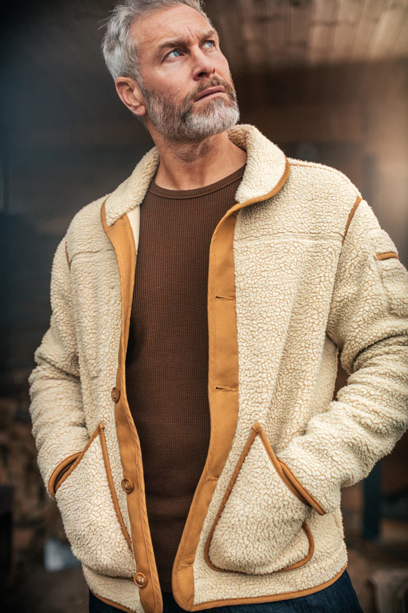 &SONS Takin Fleece Jacket Natural - Image 5