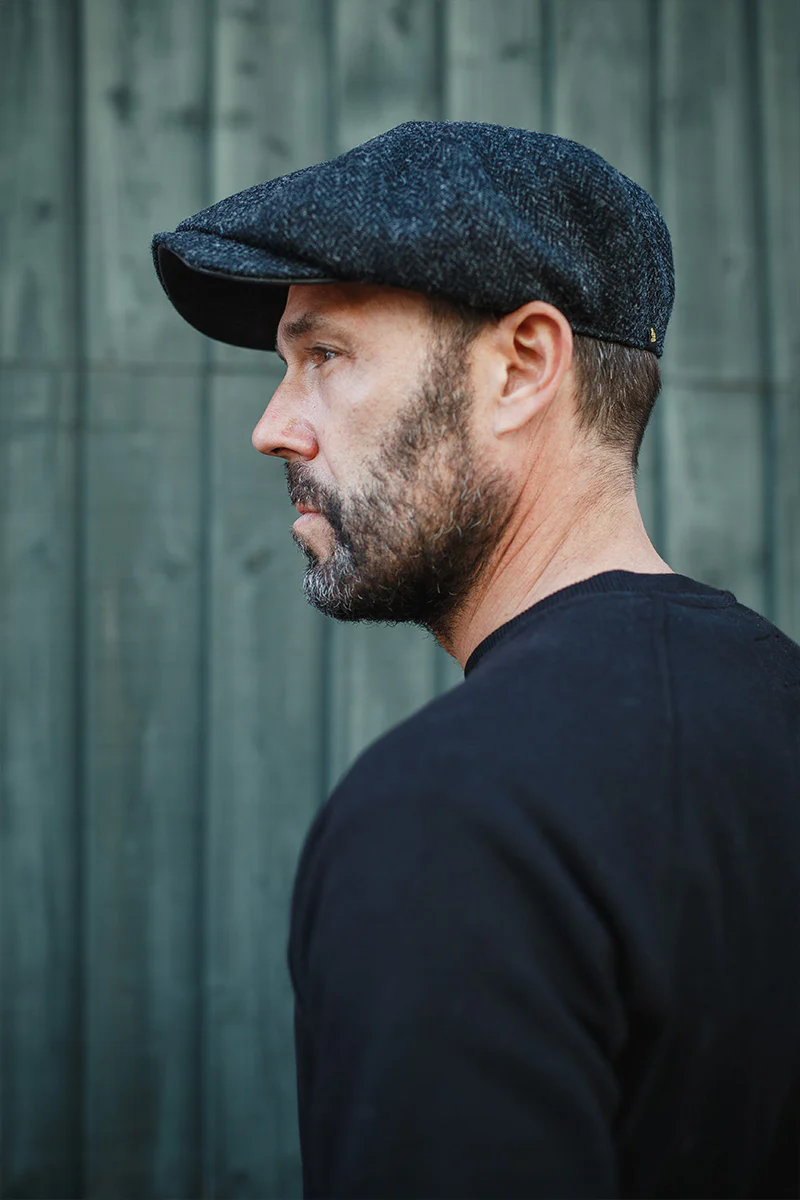 Thompson Baker Boy Hat- Black Herringbone - Image 3